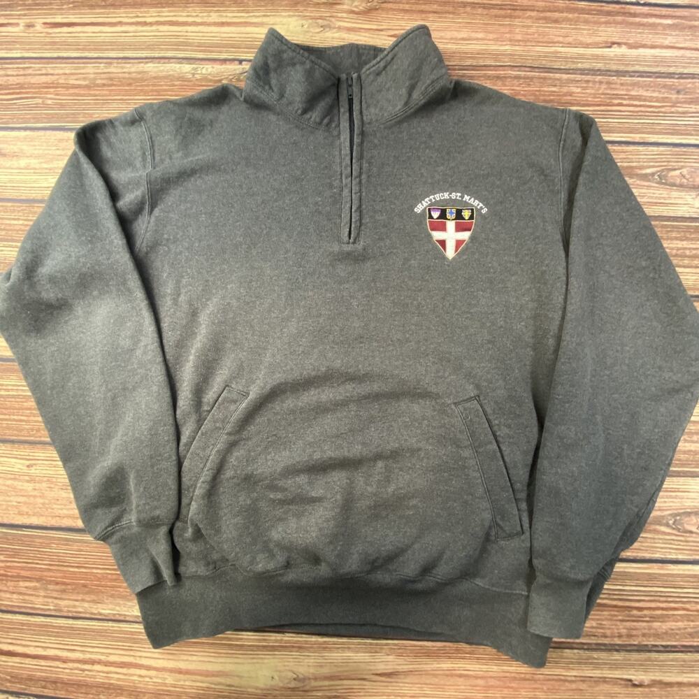 Champion Eco Fleece 1/4 Zip Pullover Men's Large Gray Shattuck St Marty’s Univ